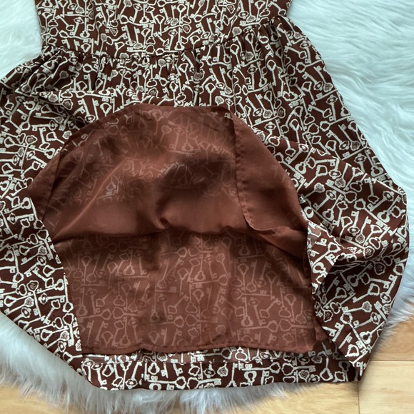 Fossil Sleeveless Key Pattern Scoop Neck Mini Dress Size Medium - Picture 6 of 9